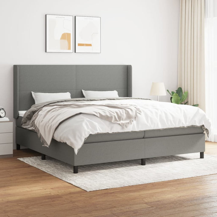 kontinentalseng med madras 200x200 cm stof mørkegrå