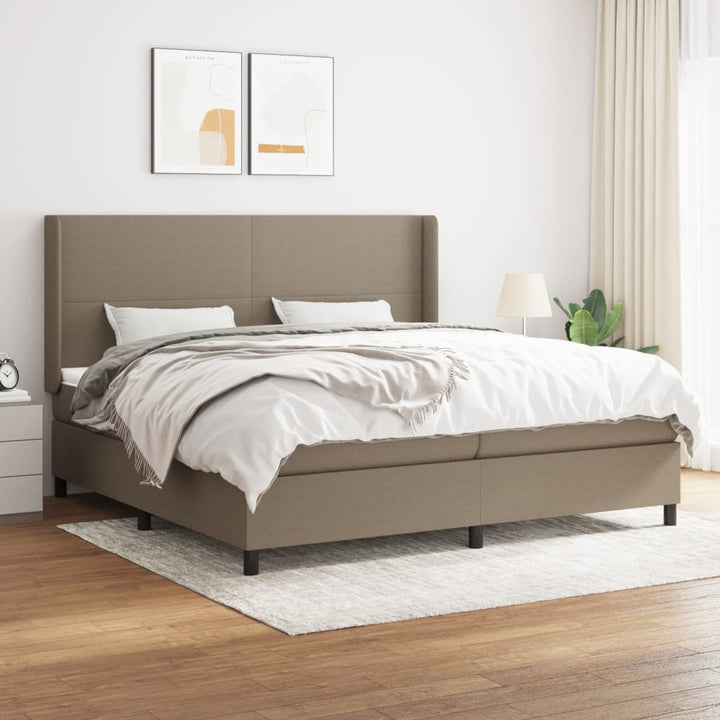 kontinentalseng med madras 200x200 cm stof gråbrun