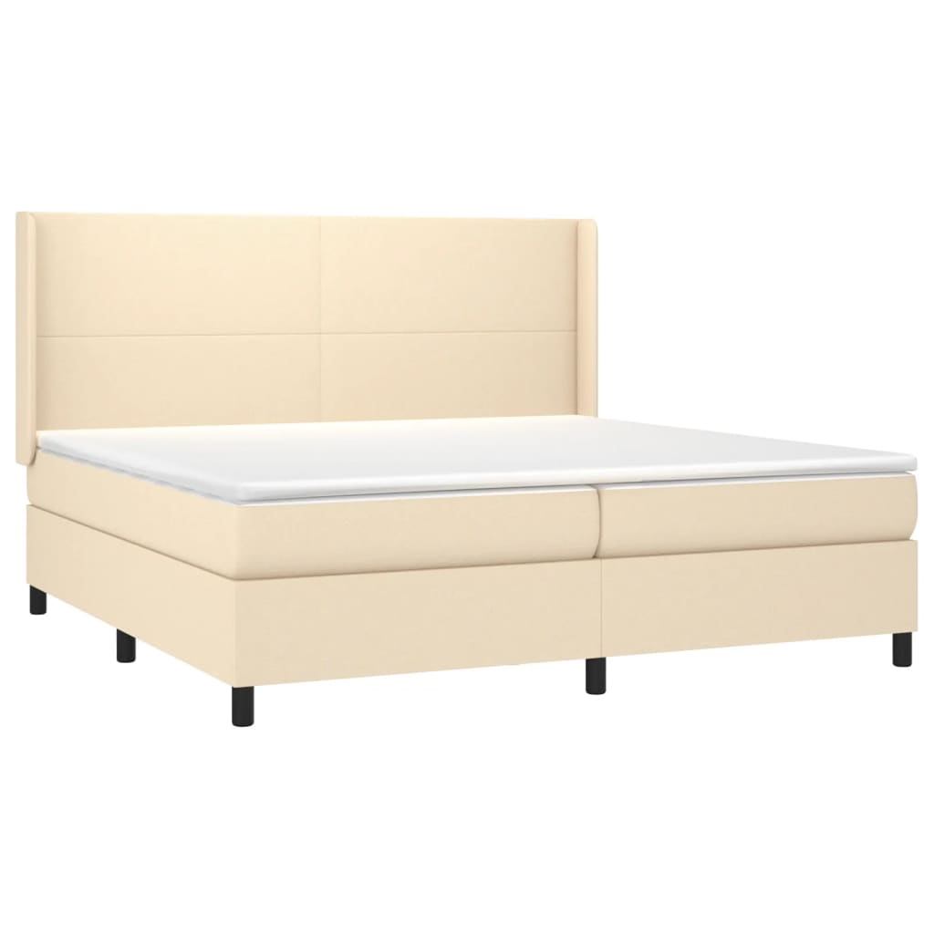 kontinentalseng med madras 200x200 cm stof cremefarvet