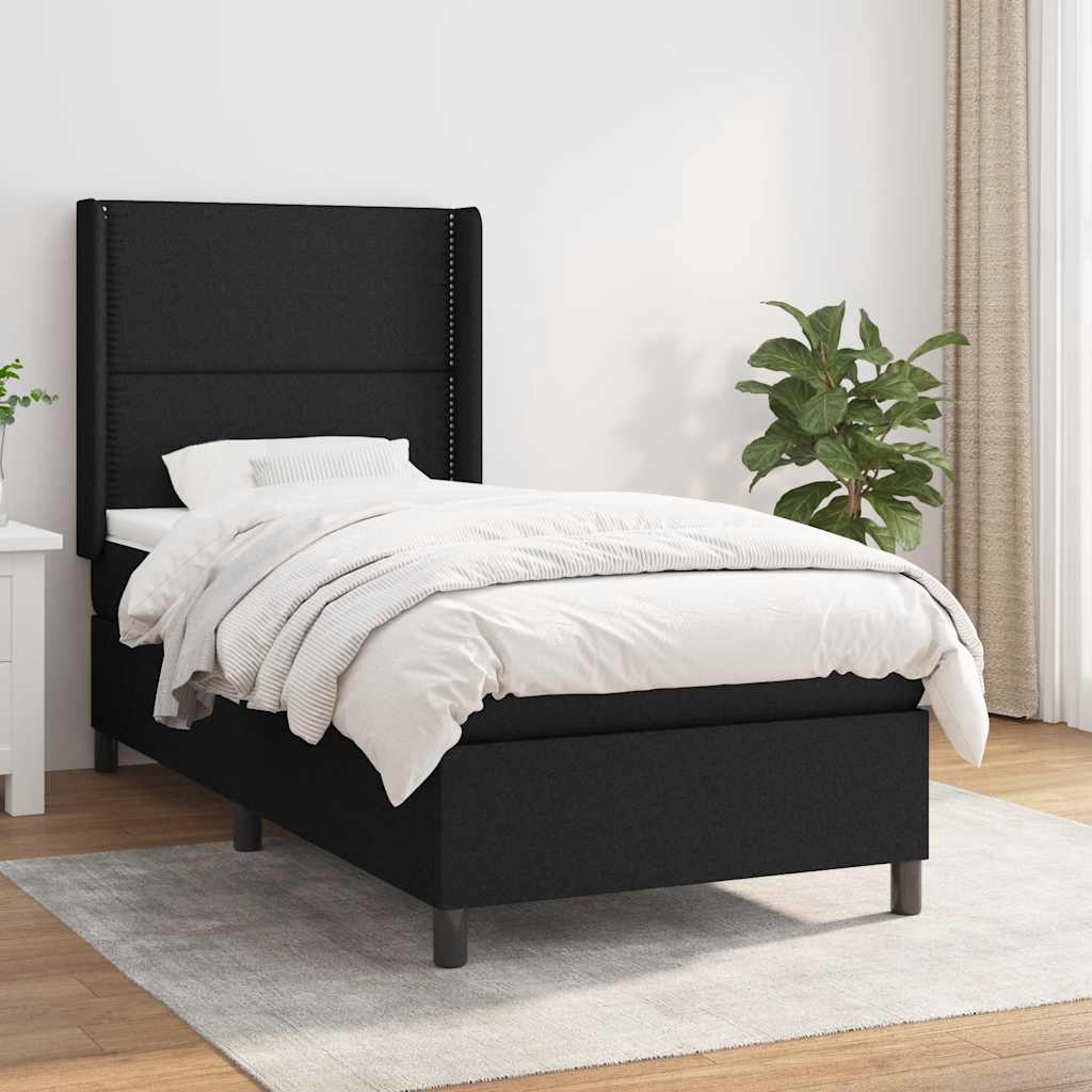 kontinentalseng med madras 90x190 cm stof sort