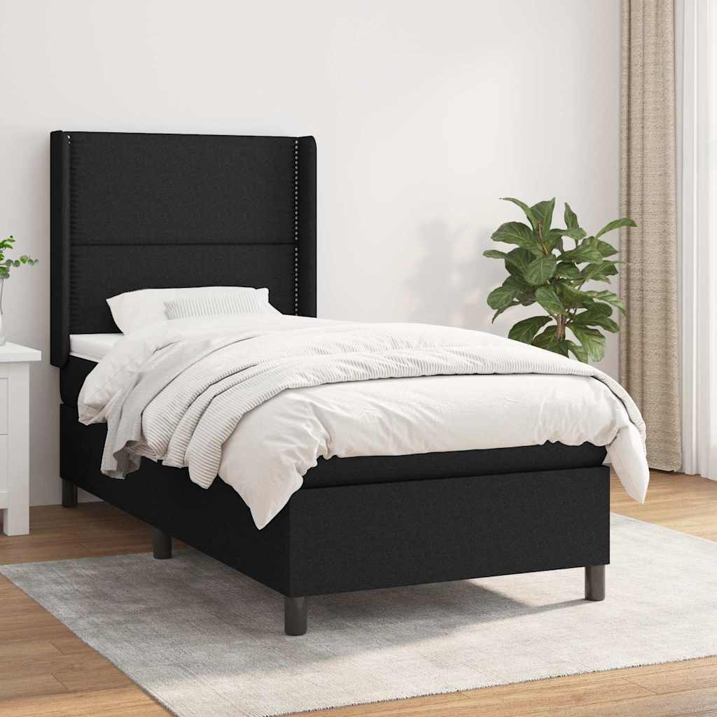 kontinentalseng med madras 90x200 cm stof sort