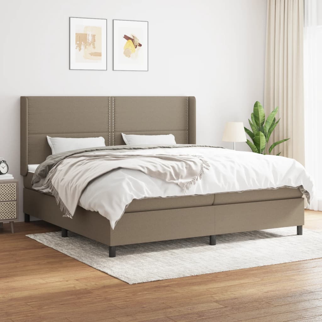 kontinentalseng med madras 200x200 cm stof gråbrun