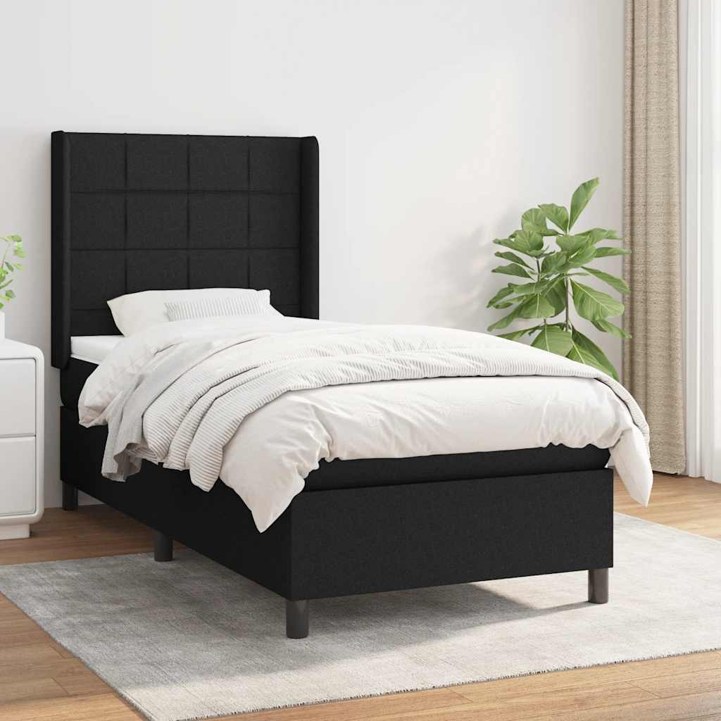 kontinentalseng med madras 90x190 cm stof sort