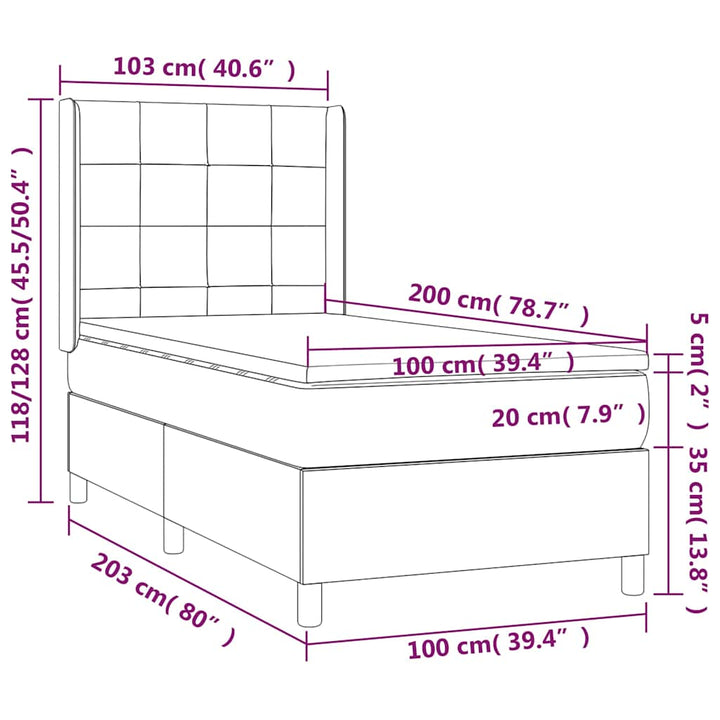 kontinentalseng med madras 100x200 cm stof blå