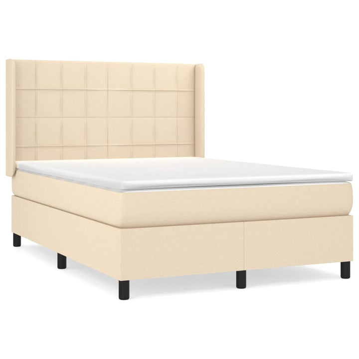 kontinentalseng med madras 140x190 cm stof cremefarvet