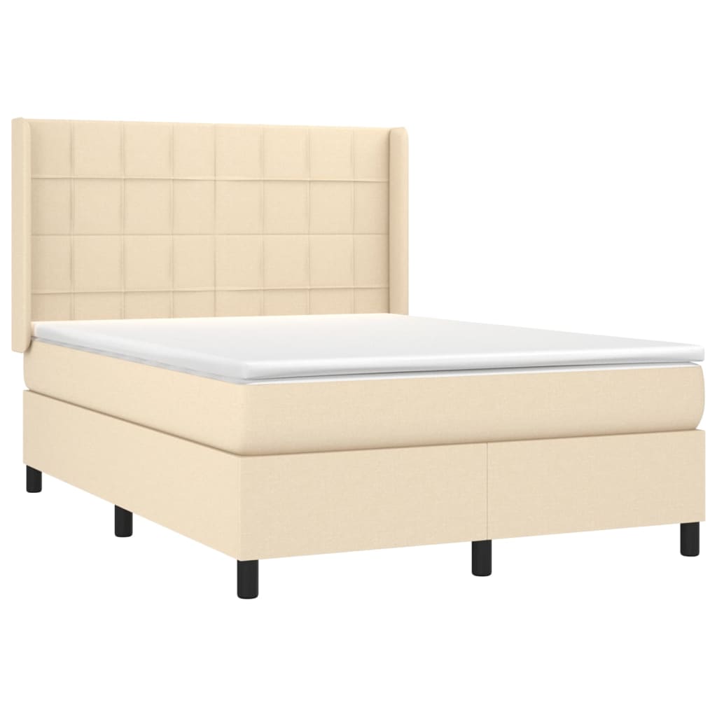 kontinentalseng med madras 140x190 cm stof cremefarvet