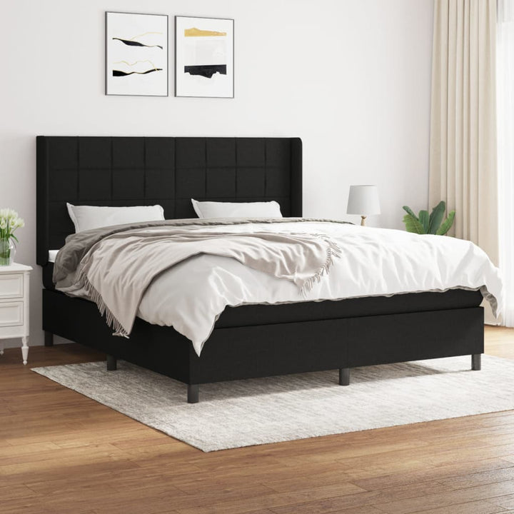 kontinentalseng med madras 160x200 cm stof sort