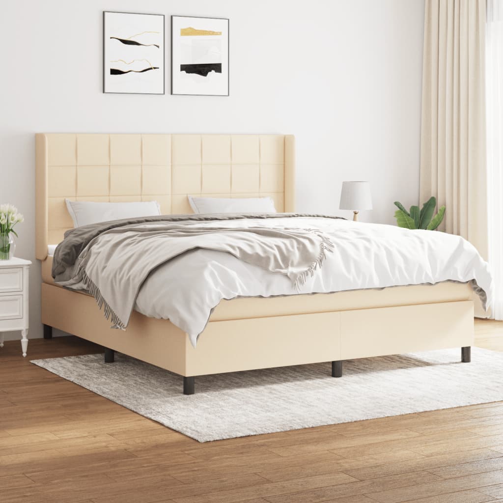 kontinentalseng med madras 180x200 cm stof cremefarvet