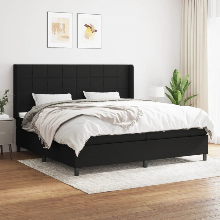 kontinentalseng med madras 200x200 cm stof sort