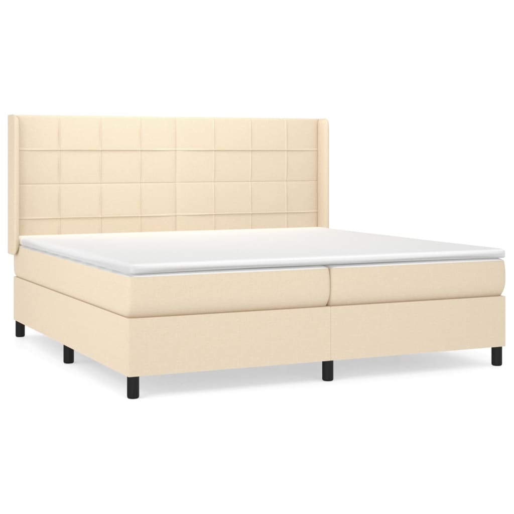 kontinentalseng med madras 200x200 cm stof cremefarvet
