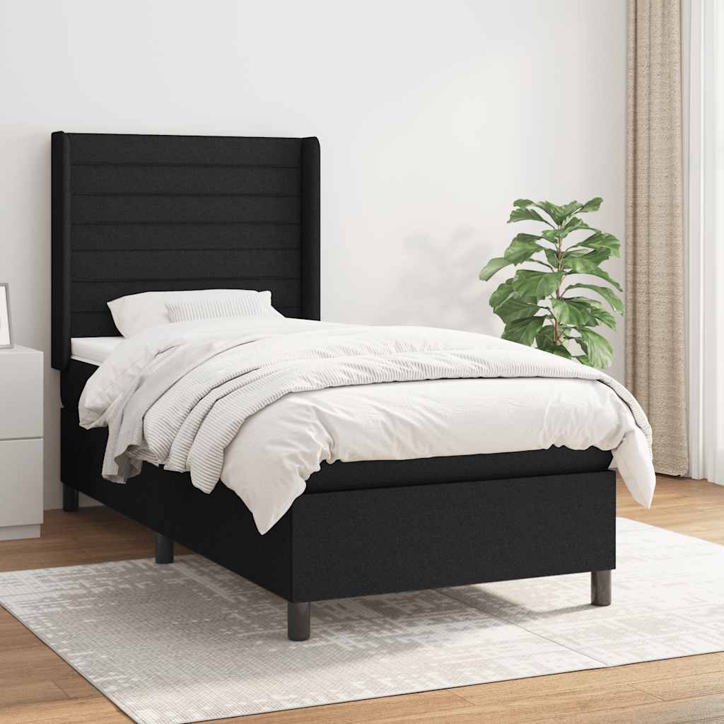 kontinentalseng med madras 90x190 cm stof sort