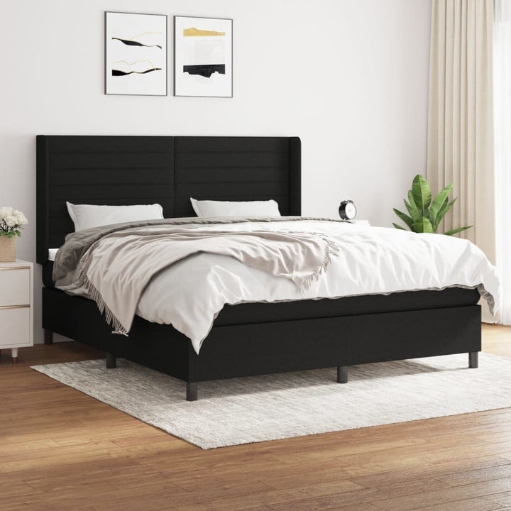 kontinentalseng med madras 160x200 cm stof sort