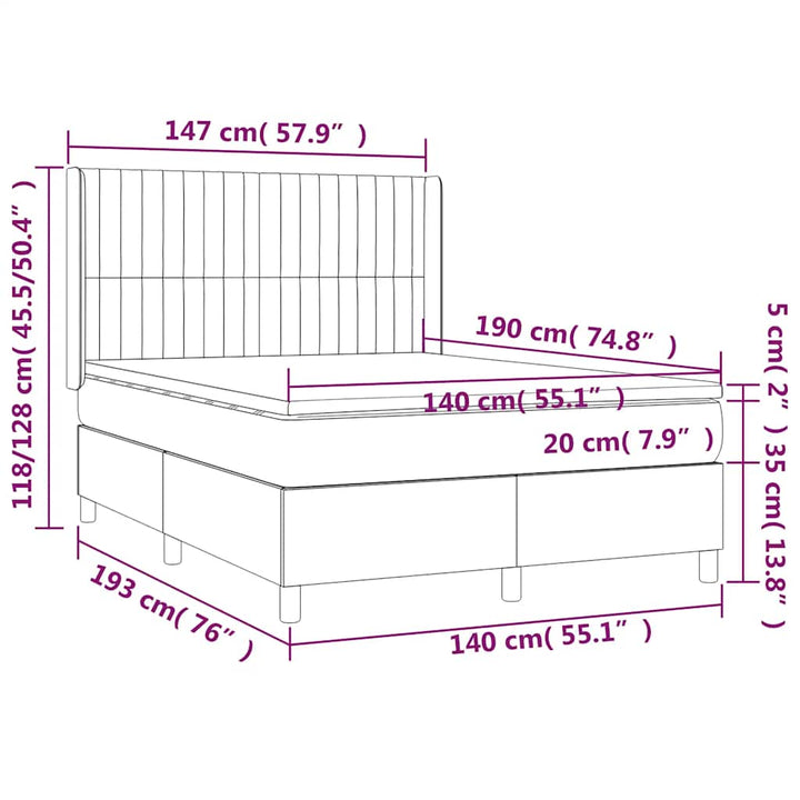 kontinentalseng med madras 140x190 cm stof sort