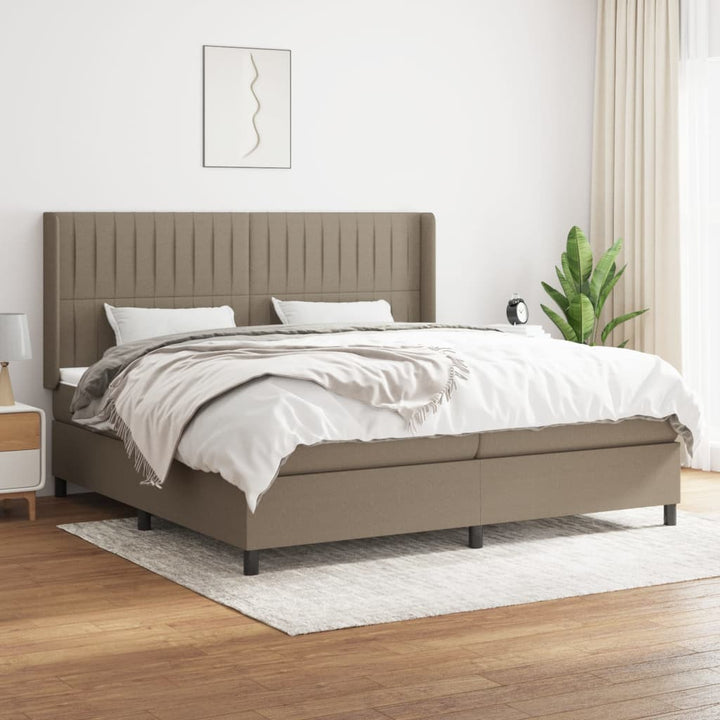 kontinentalseng med madras 200x200 cm stof gråbrun