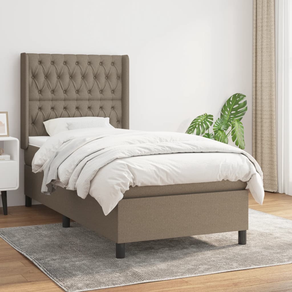 kontinentalseng med madras 90x190 cm stof gråbrun