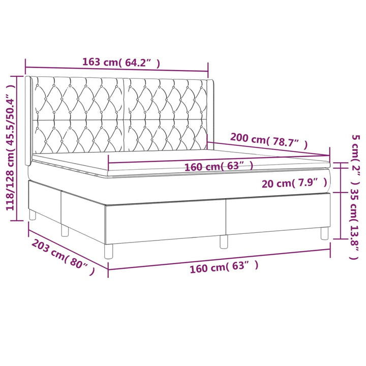 kontinentalseng med madras 160x200 cm stof sort