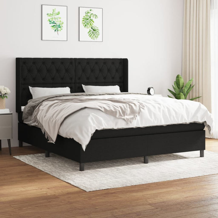 kontinentalseng med madras 160x200 cm stof sort