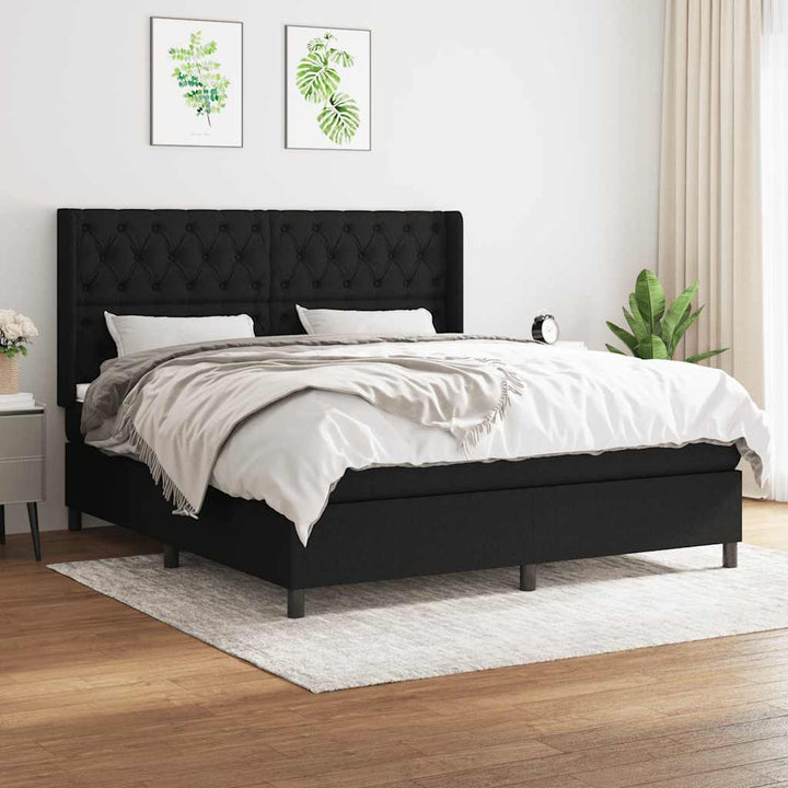kontinentalseng med madras 160x200 cm stof sort