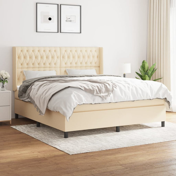 kontinentalseng med madras 180x200 cm stof cremefarvet