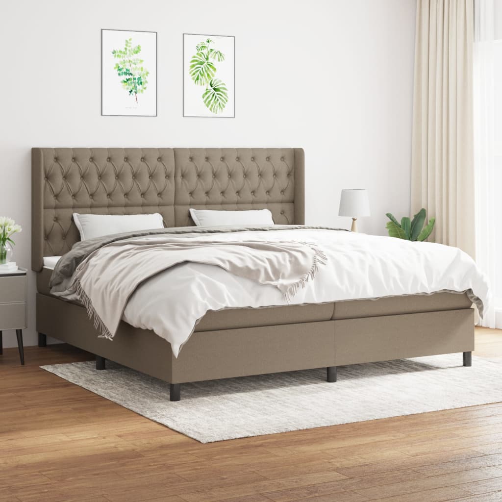 kontinentalseng med madras 200x200 cm stof gråbrun