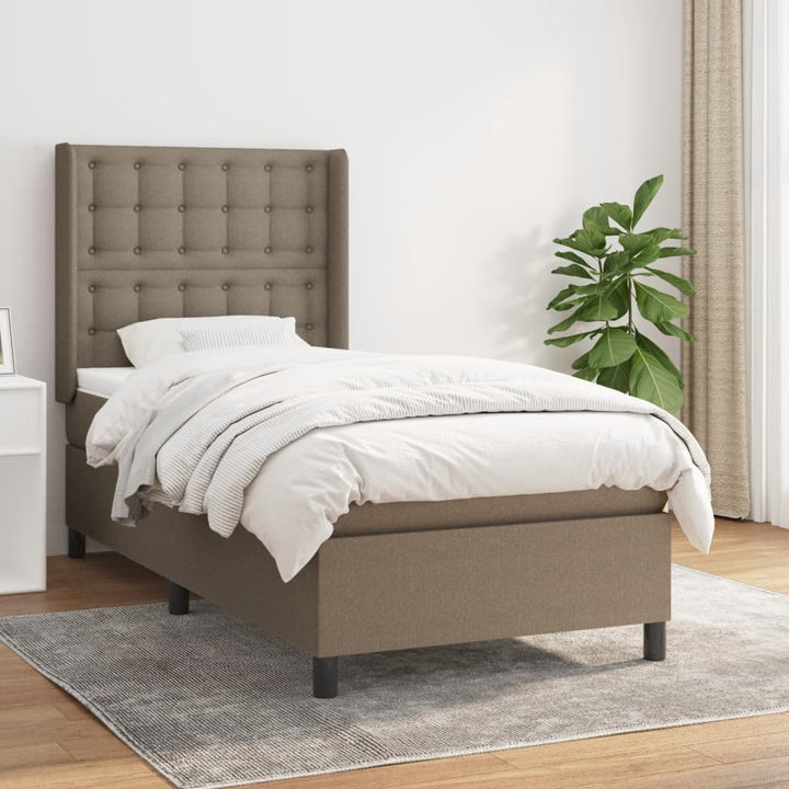 kontinentalseng med madras 90x200 cm stof gråbrun