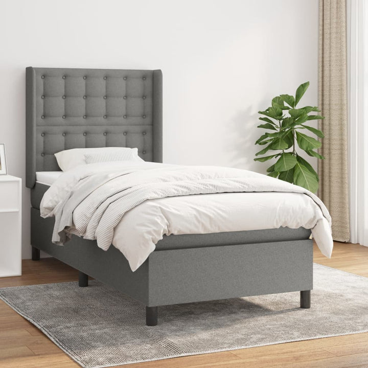 kontinentalseng med madras 100x200 cm stof mørkegrå
