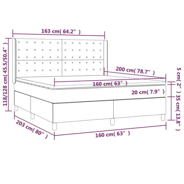 kontinentalseng med madras 160x200 cm stof sort