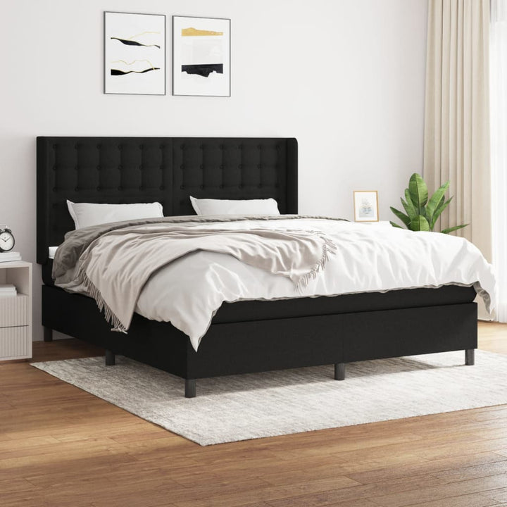 kontinentalseng med madras 160x200 cm stof sort