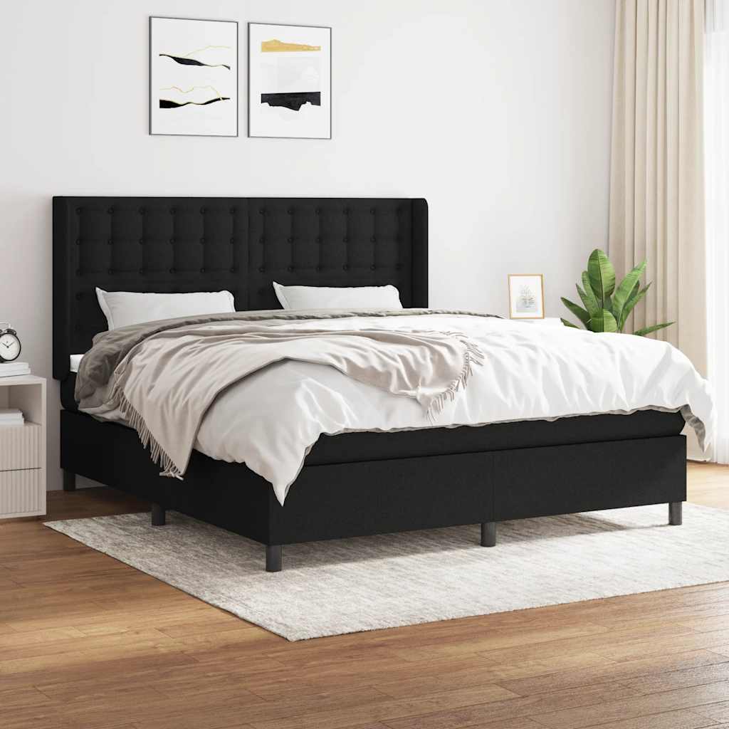 kontinentalseng med madras 180x200 cm stof sort