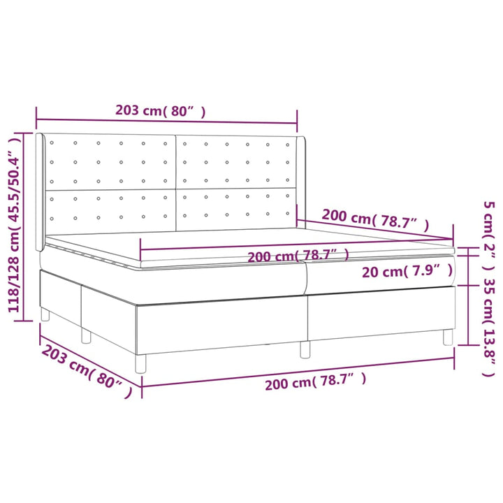 kontinentalseng med madras 200x200 cm stof blå