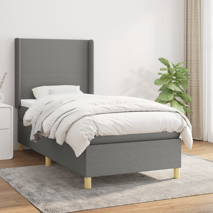 kontinentalseng med madras 80x200 cm stof mørkegrå