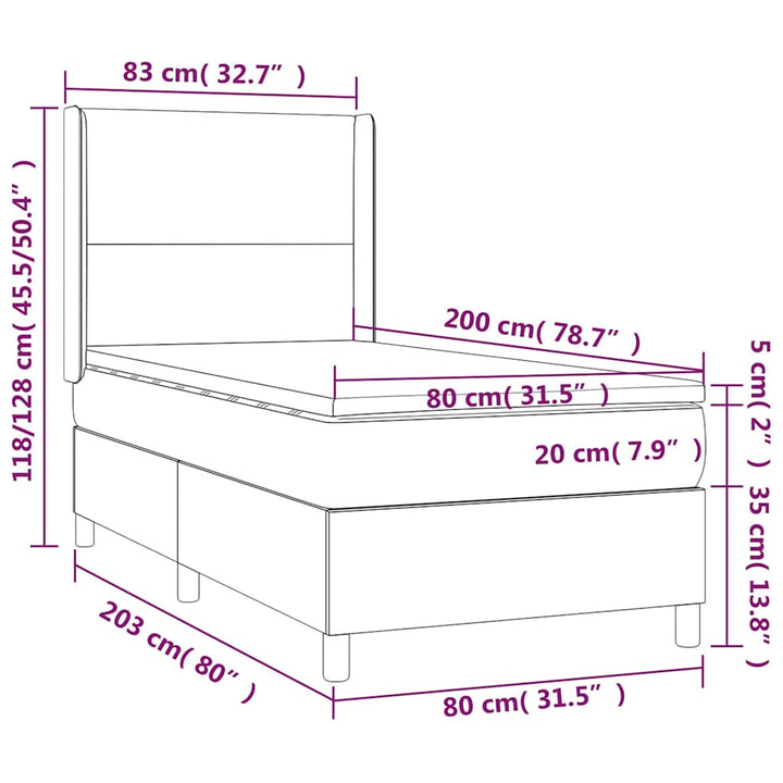 kontinentalseng med madras 80x200 cm stof sort