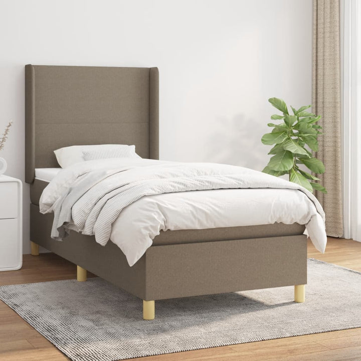 kontinentalseng med madras 90x190 cm stof gråbrun