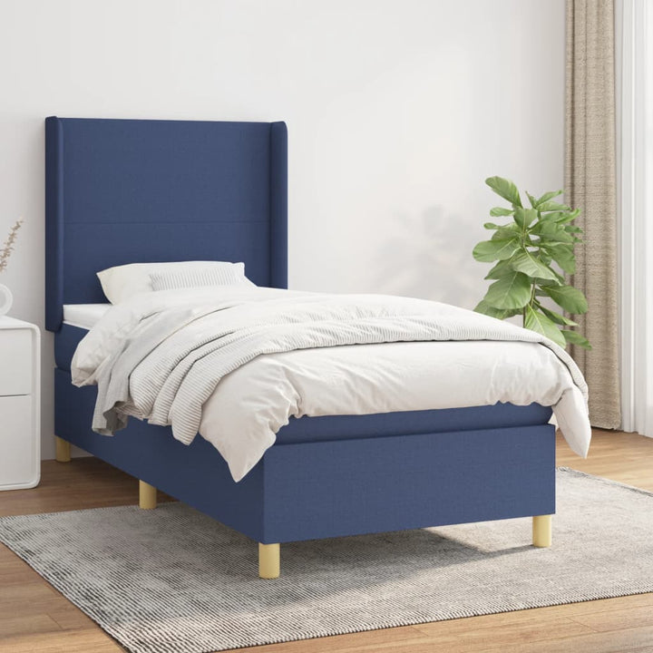 kontinentalseng med madras 90x190 cm stof blå