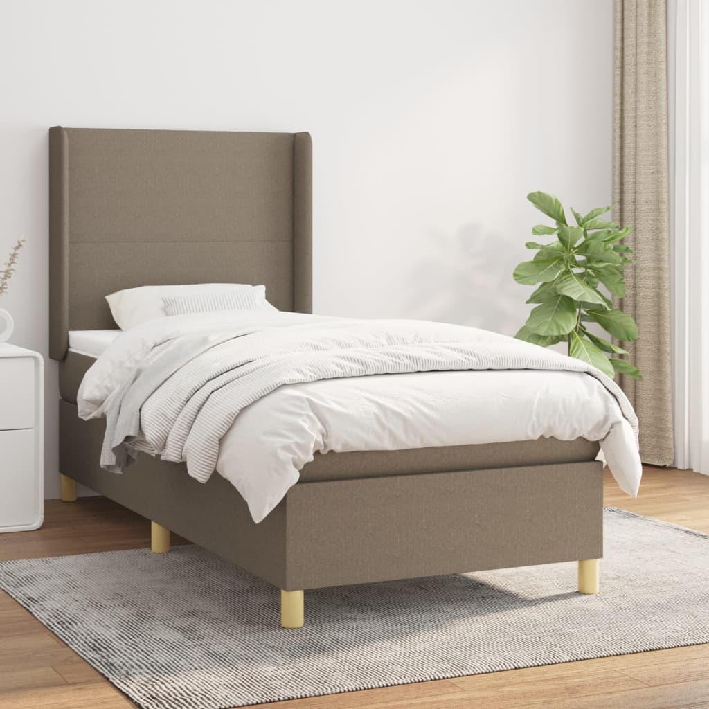 kontinentalseng med madras 90x200 cm stof gråbrun