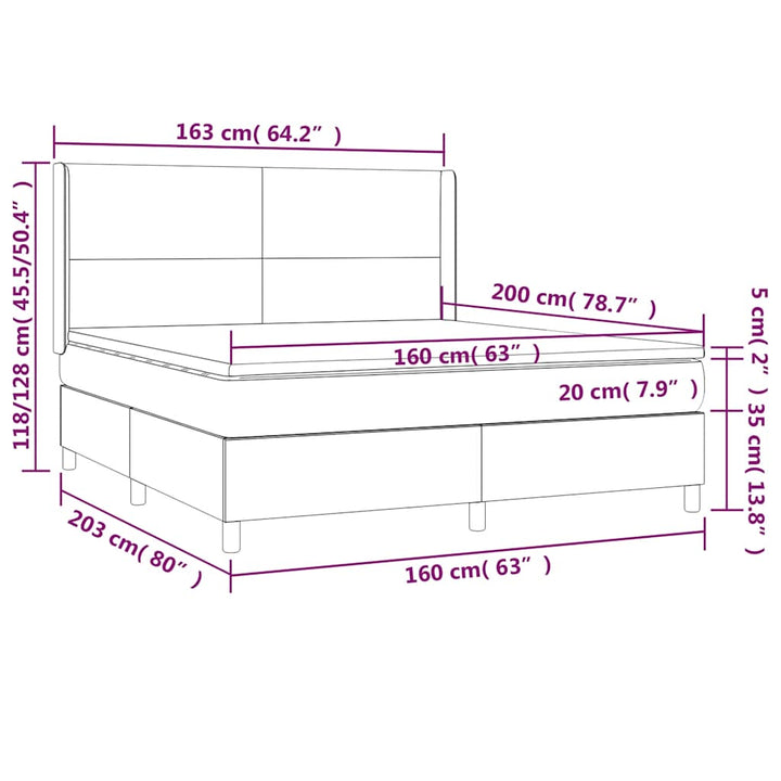 kontinentalseng med madras 160x200 cm stof sort