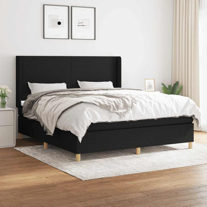 kontinentalseng med madras 160x200 cm stof sort