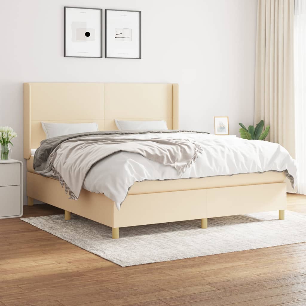 kontinentalseng med madras 180x200 cm stof cremefarvet