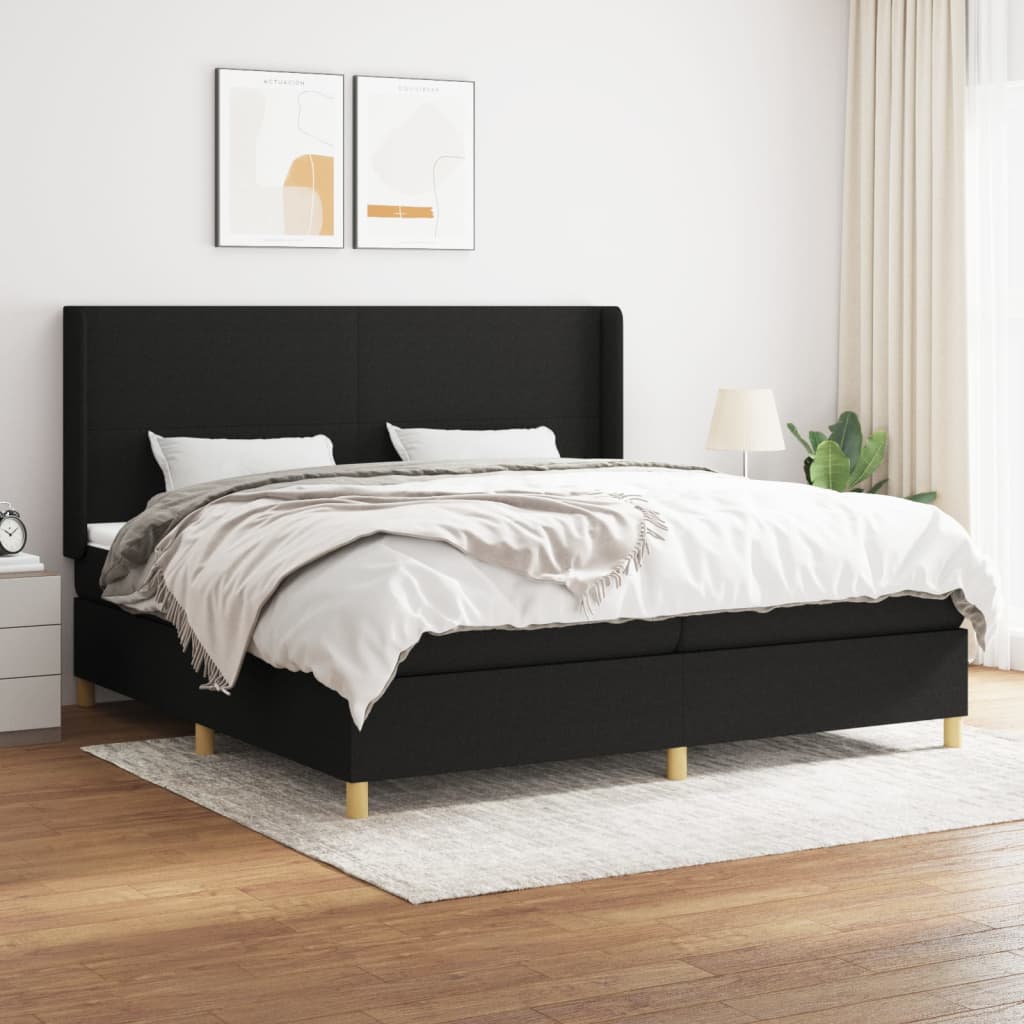 kontinentalseng med madras 200x200 cm stof sort