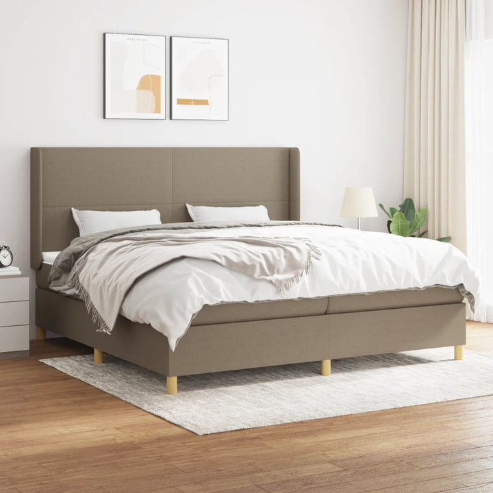 kontinentalseng med madras 200x200 cm stof gråbrun