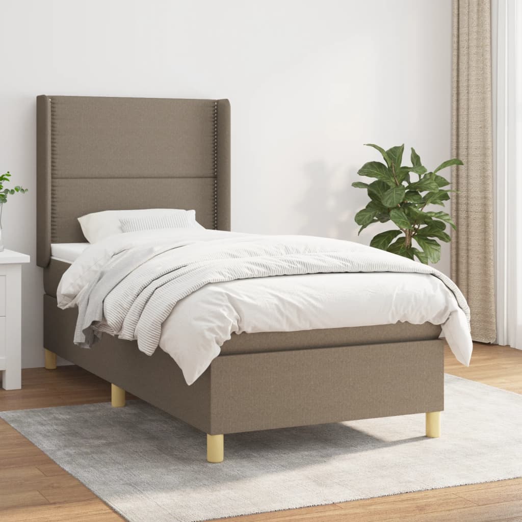 kontinentalseng med madras 90x190 cm stof gråbrun