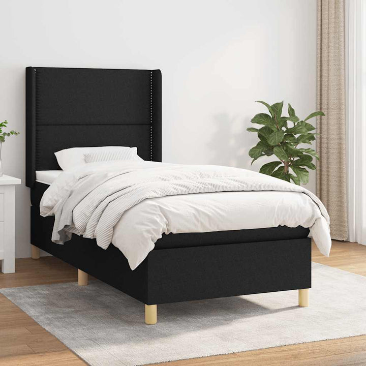 kontinentalseng med madras 90x200 cm stof sort