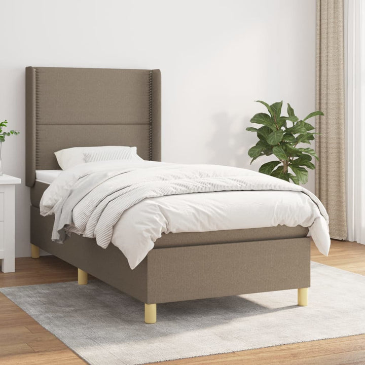 kontinentalseng med madras 90x200 cm stof gråbrun
