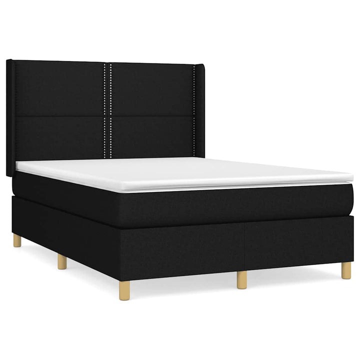 kontinentalseng med madras 140x190 cm stof sort