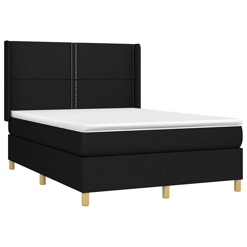 kontinentalseng med madras 140x190 cm stof sort