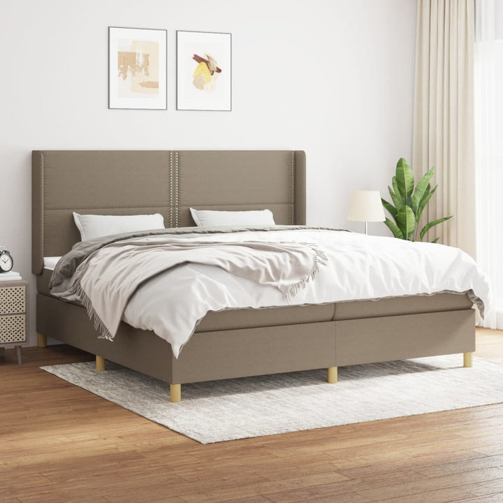 kontinentalseng med madras 200x200 cm stof gråbrun