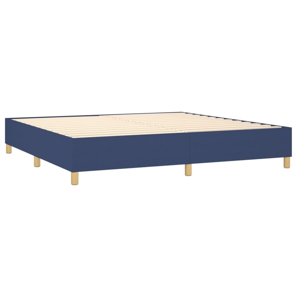 kontinentalseng med madras 200x200 cm stof blå