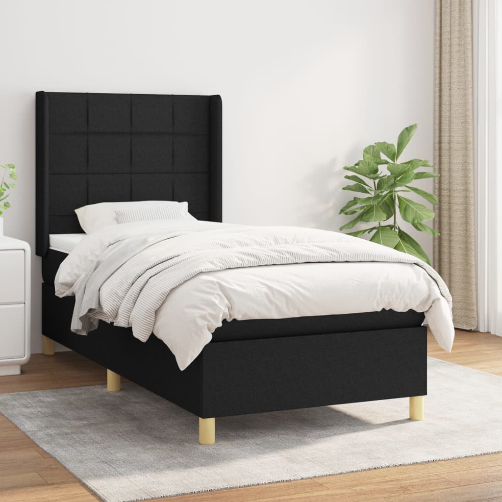 kontinentalseng med madras 80x200 cm stof sort