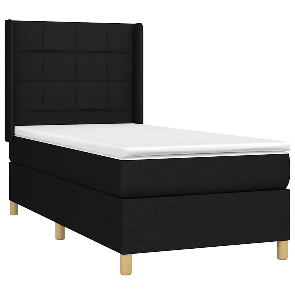 kontinentalseng med madras 90x190 cm stof sort
