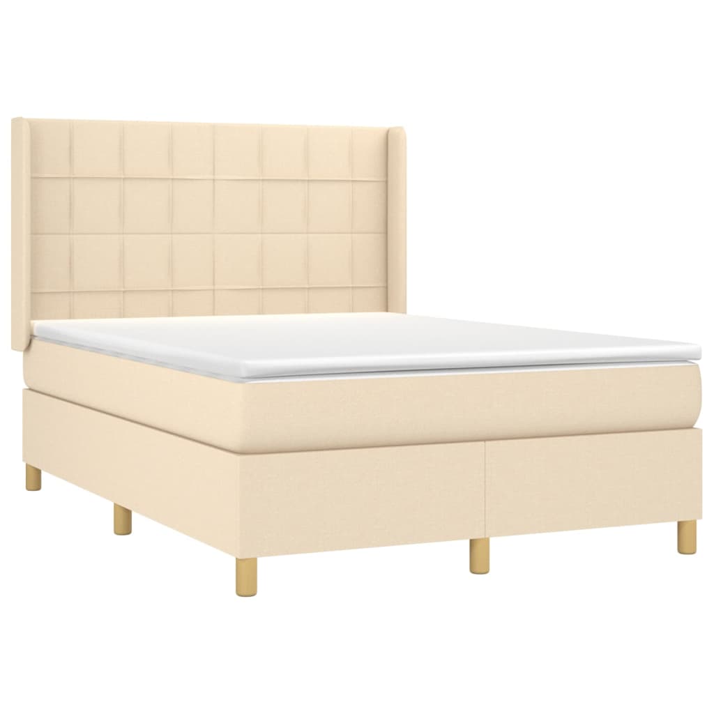 kontinentalseng med madras 140x190 cm stof cremefarvet